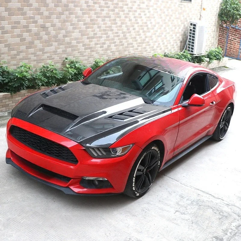 Suitable For 15-17 Ford Mustang Modified TF Carbon Fiber Cover Mustang Open Hood Cooling Cabin