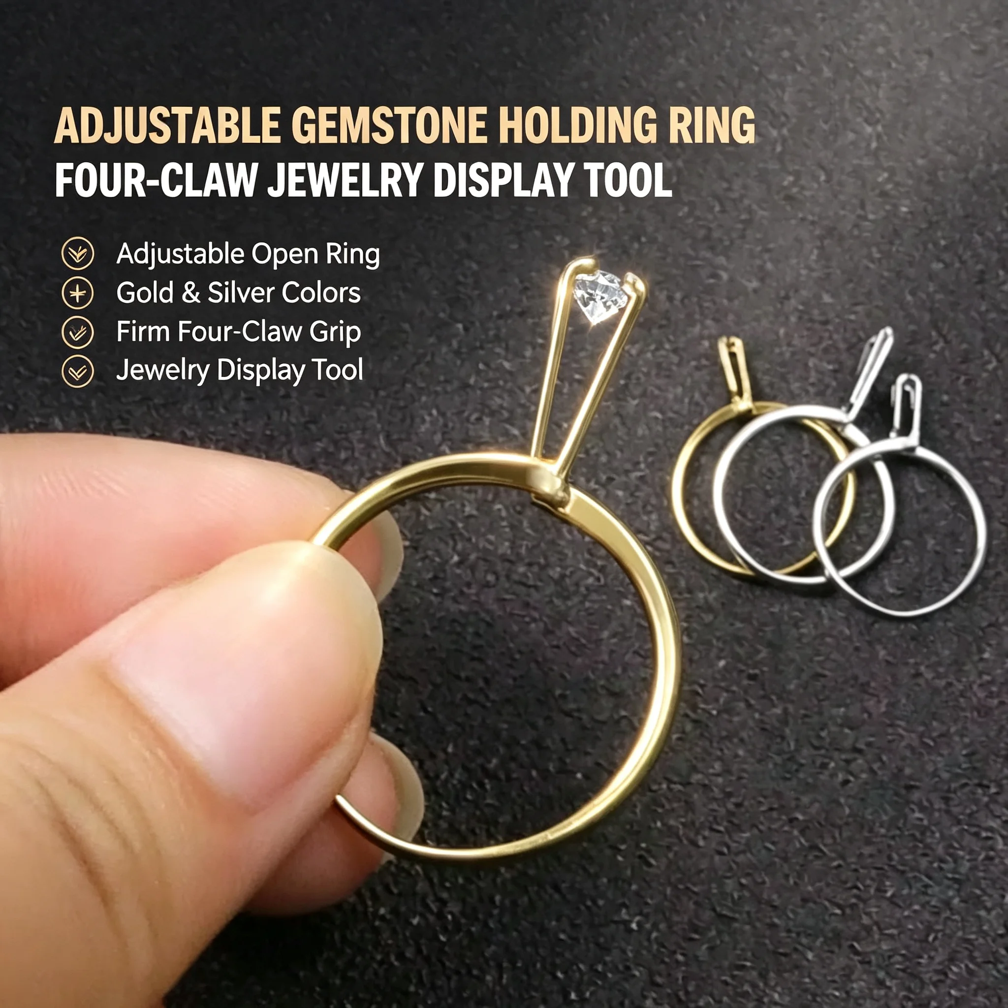 Adjustable Round Diamond Tweezers Four-Claw Gemstone Claw Wedding Ring Try-On Tool Stone Diamond Jewelry Tweezer Jewelrt tools