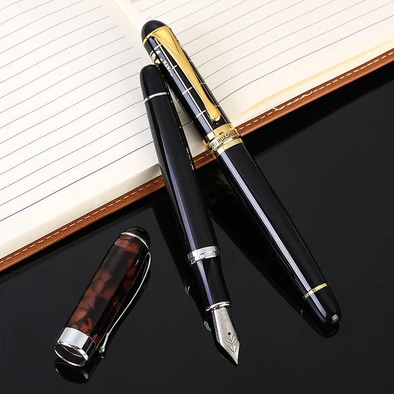 

2 Pcs Jinhao Black And Brown Marble Map Plat Design M Nib Fountain Pen JF008