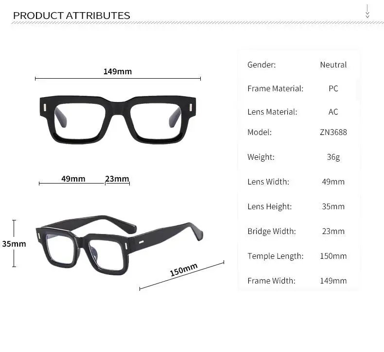 FELRES Männer Frauen Dicken Rahmen Anti Blau Licht Lesebrille Klassische Quadratische Gläser Presbyopie Brillen Brille – Detail 6