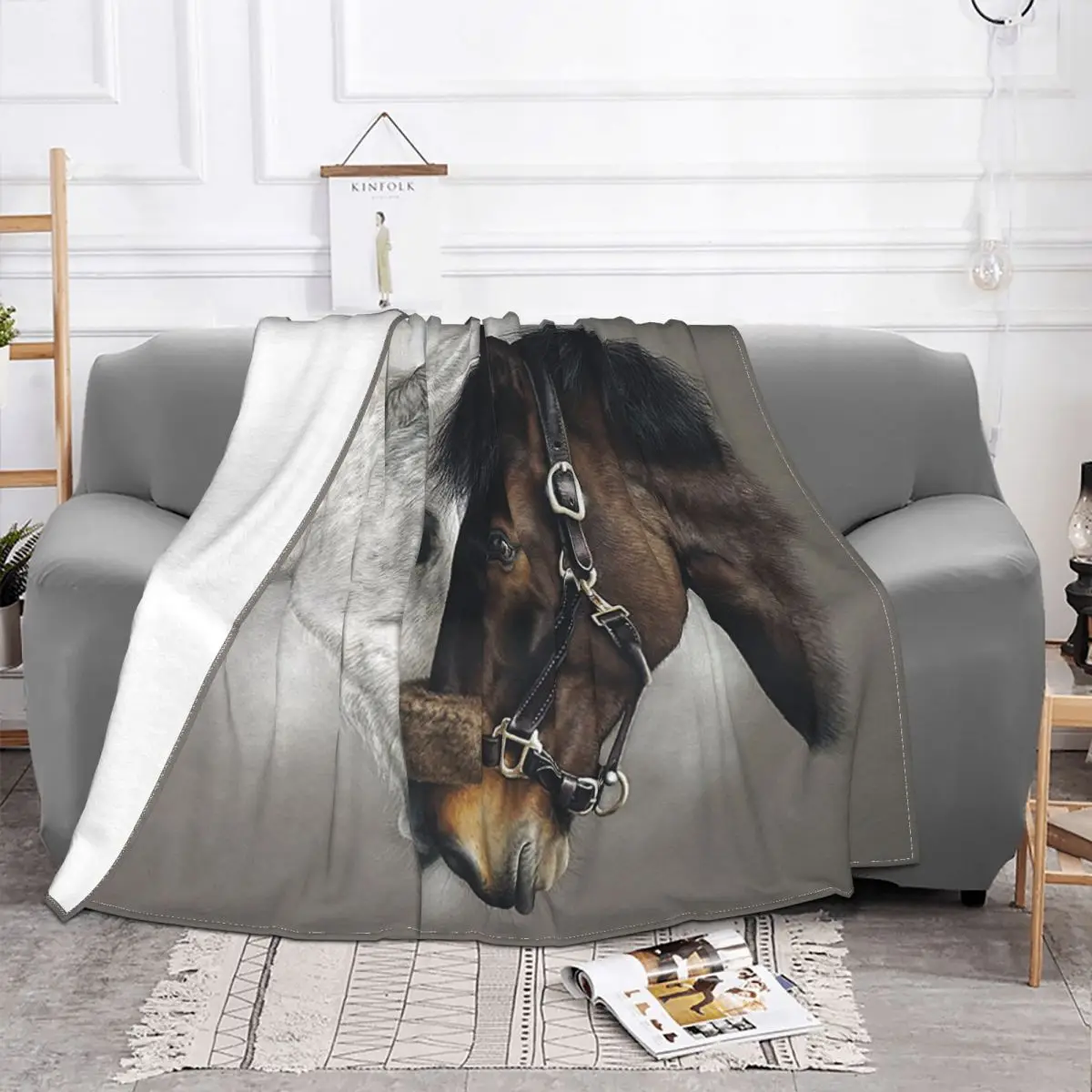 Galloping Horse Love Blankets Fleece All Season Running Brown Animal  Soft Throw Blankets for Bedding Office Bedspread