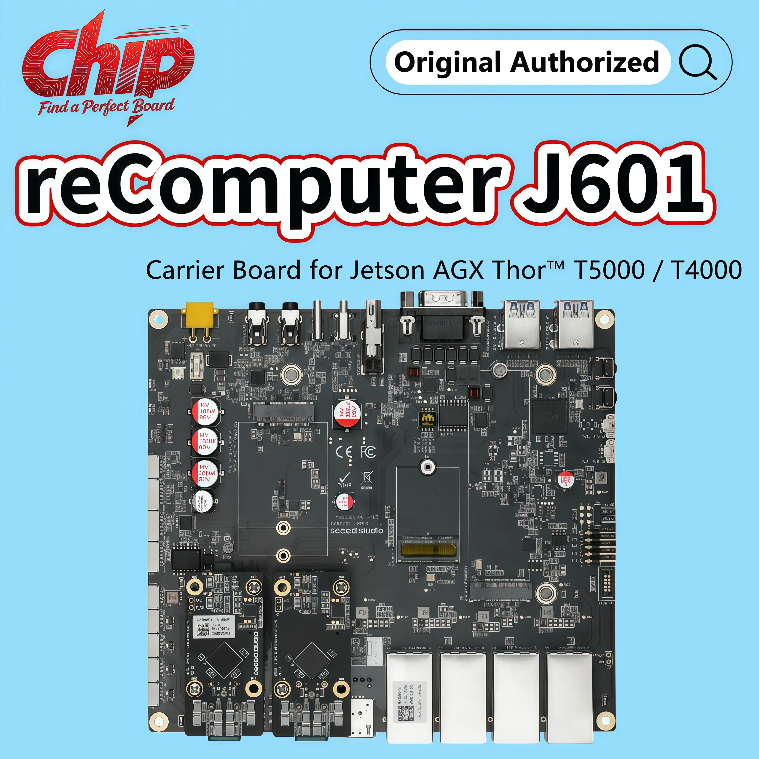 Seeed reComputer J601 Carrier Board for Jetson AGX Thor™ T5000 / T4000 elivering up to 2070 TFLOPS.