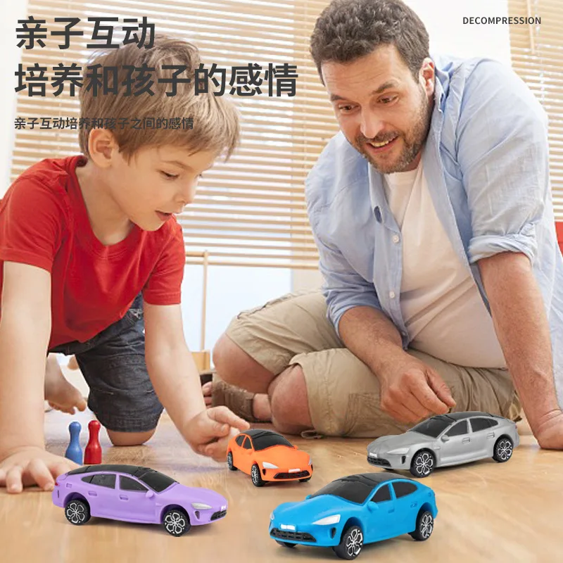 Puzzle car soft rubber decompression coupe type children's pinch music gift ornament new energy modeling car