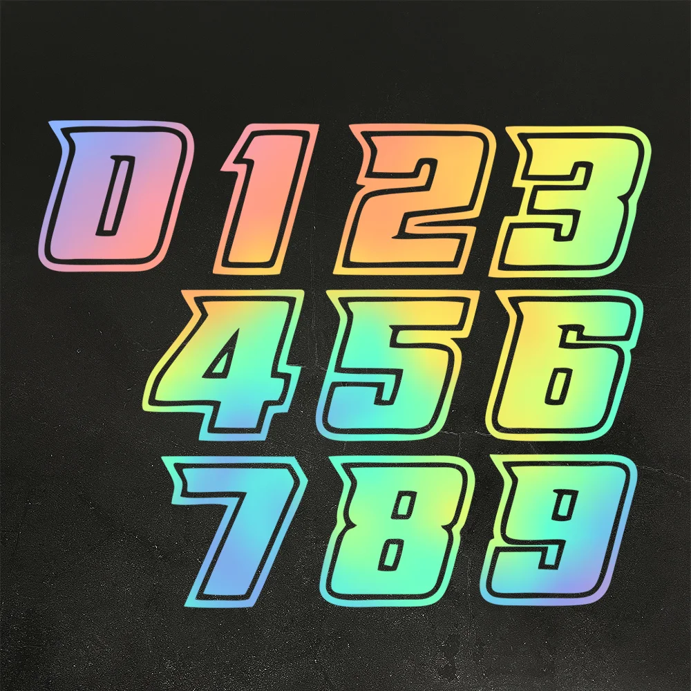 Laser Number Motorcycle Stickers, Waterproof Durable Vinyl Decals for Fairing Helmet Fender Front Scooter Bike Car Decor