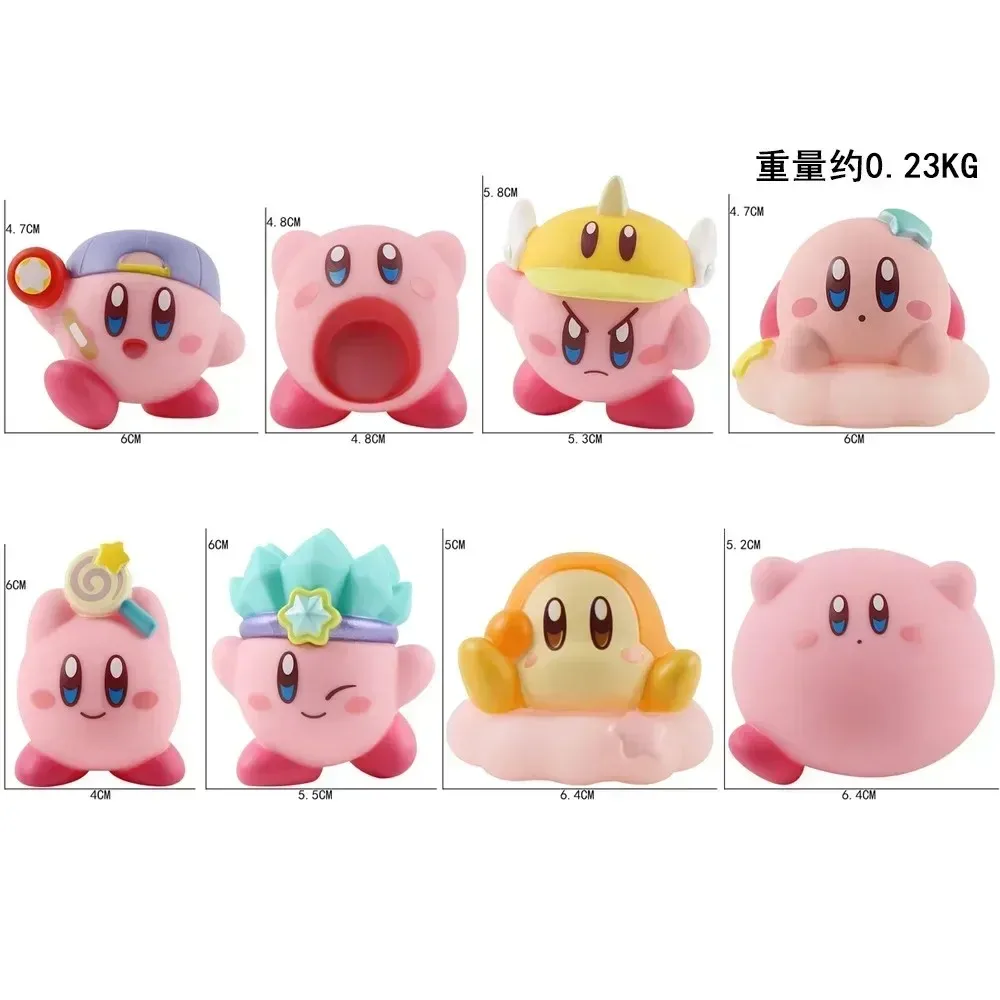 new 8Pcs/Set Games Star Kirby Anime Figure Cute Cartoon Pink Kirby Mini Figure Decorative Collection Toy For Children's Gifts