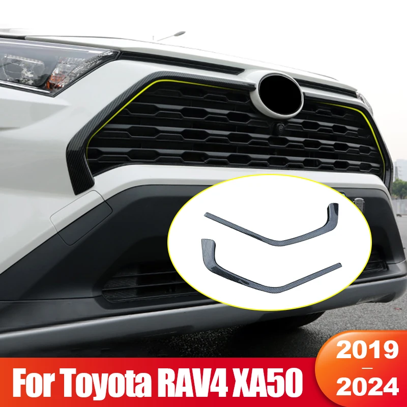 For Toyota RAV4 XA50 2019 2020 2021 2022 2023 2024 RAV 4 Hybrid Car Front Grille Trim Cover Grills Frame Exterior Accessories