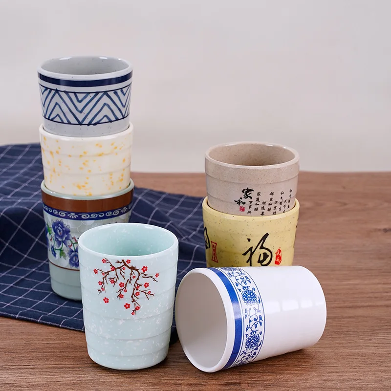 Melamine Cup Imitation Porcelain Plastic Restaurant Buffet Cup Anti Drop Tableware
