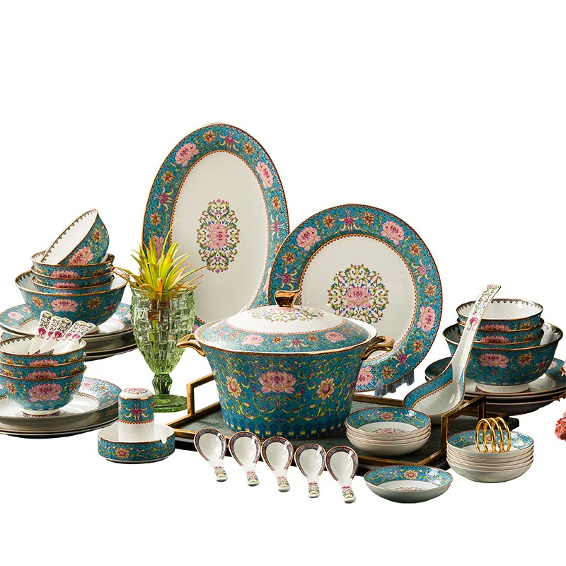Household tableware bone china hotel plates set table plates gift box dishes