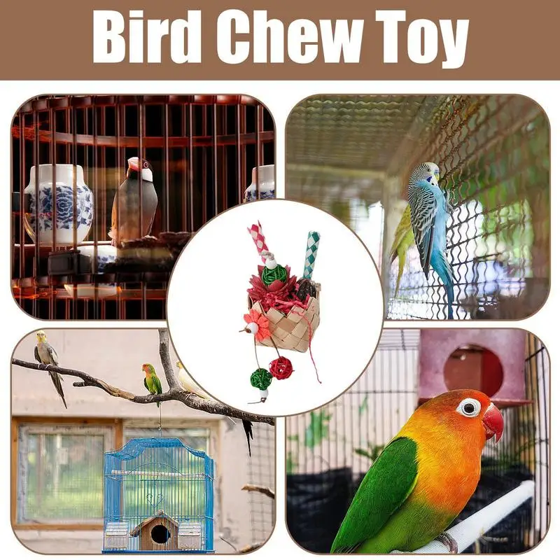 Bird Cage Toys Colorful Foraging Assorted Hanging Cage Bird Chewing Rack Toys Pet Parrot Molar Bite Toy Safe and Harmless