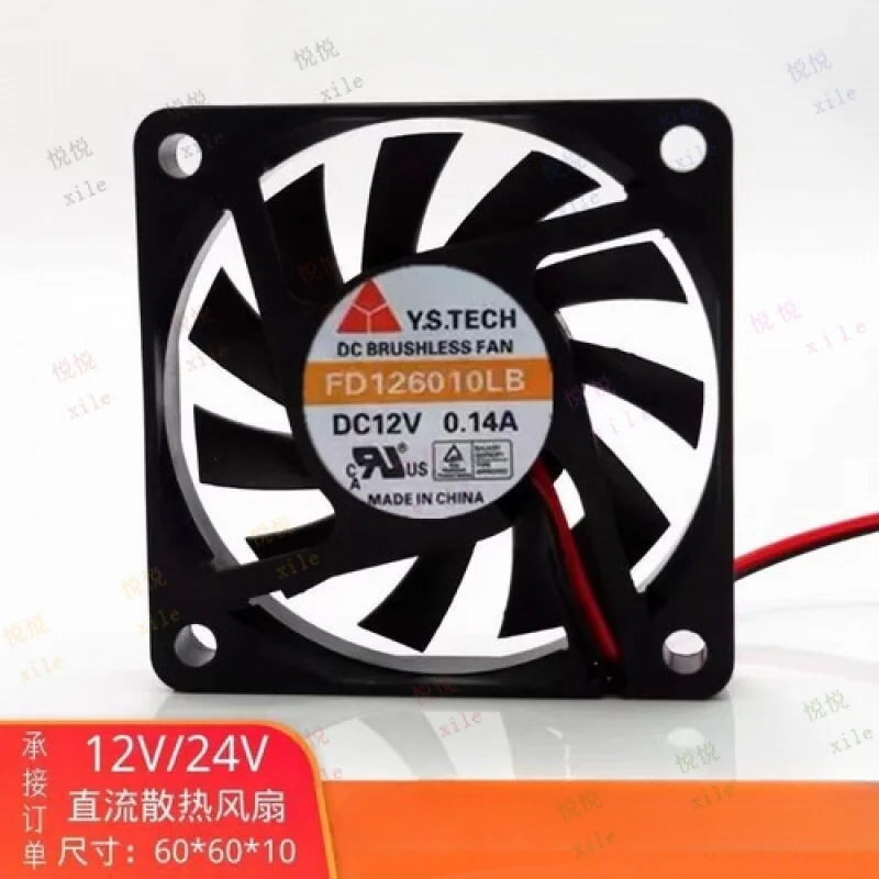 L+  for  Y.S.TECH FD126010LB 6010 DC12V  0.14A 2-wire silent cooling fan