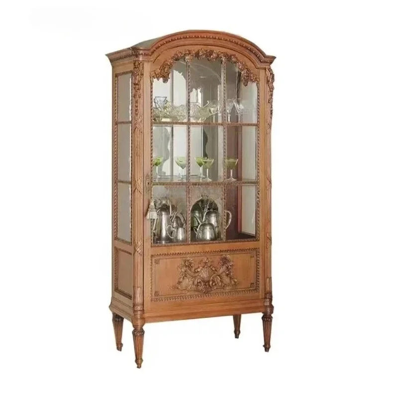 

French display Western antiques American carved glass side cabinet