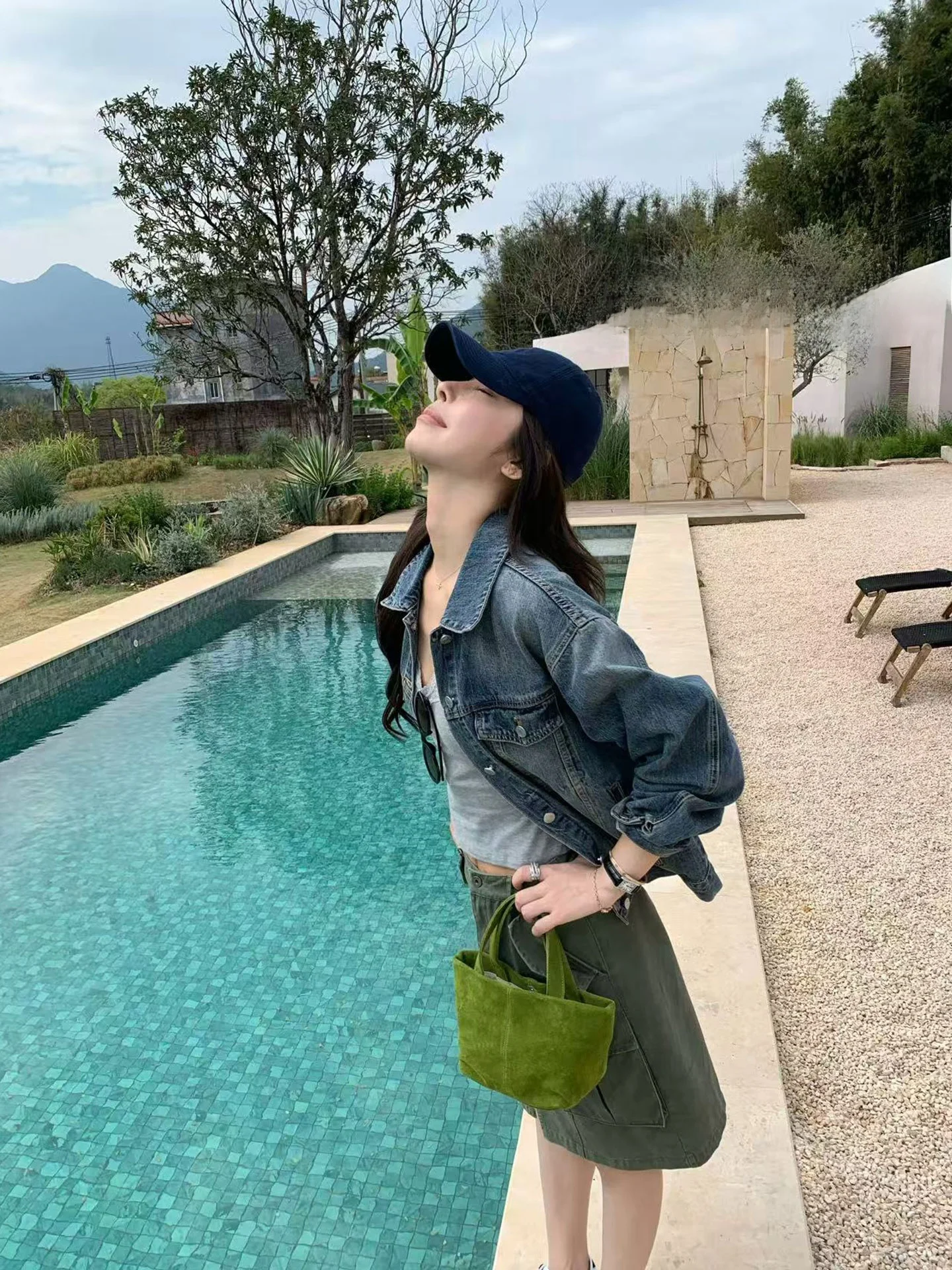 

Washed Denim Jacket Casual Loose Fit Long Sleeve Short Coat Button Closure Female Spring Season Fashion Outerwear