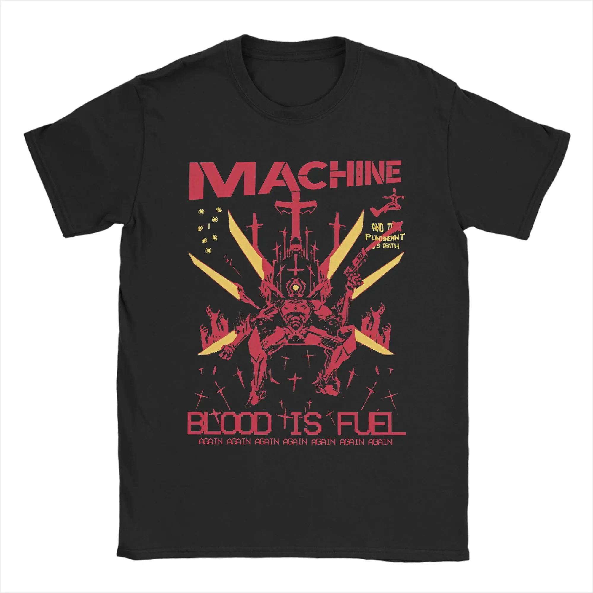 Ultrakilling Blood Is Fuel T Shirts for Men 100% Cotton Leisure T-Shirts O Neck Shooting Game Tee Shirt Short Sleeve Merch Gift