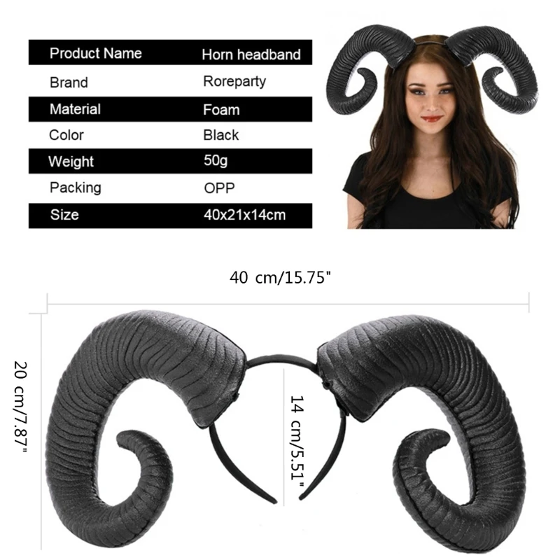 Ox Horn Headbands Hairband Hair Hoop for Women Girls Halloween Hair Accessories