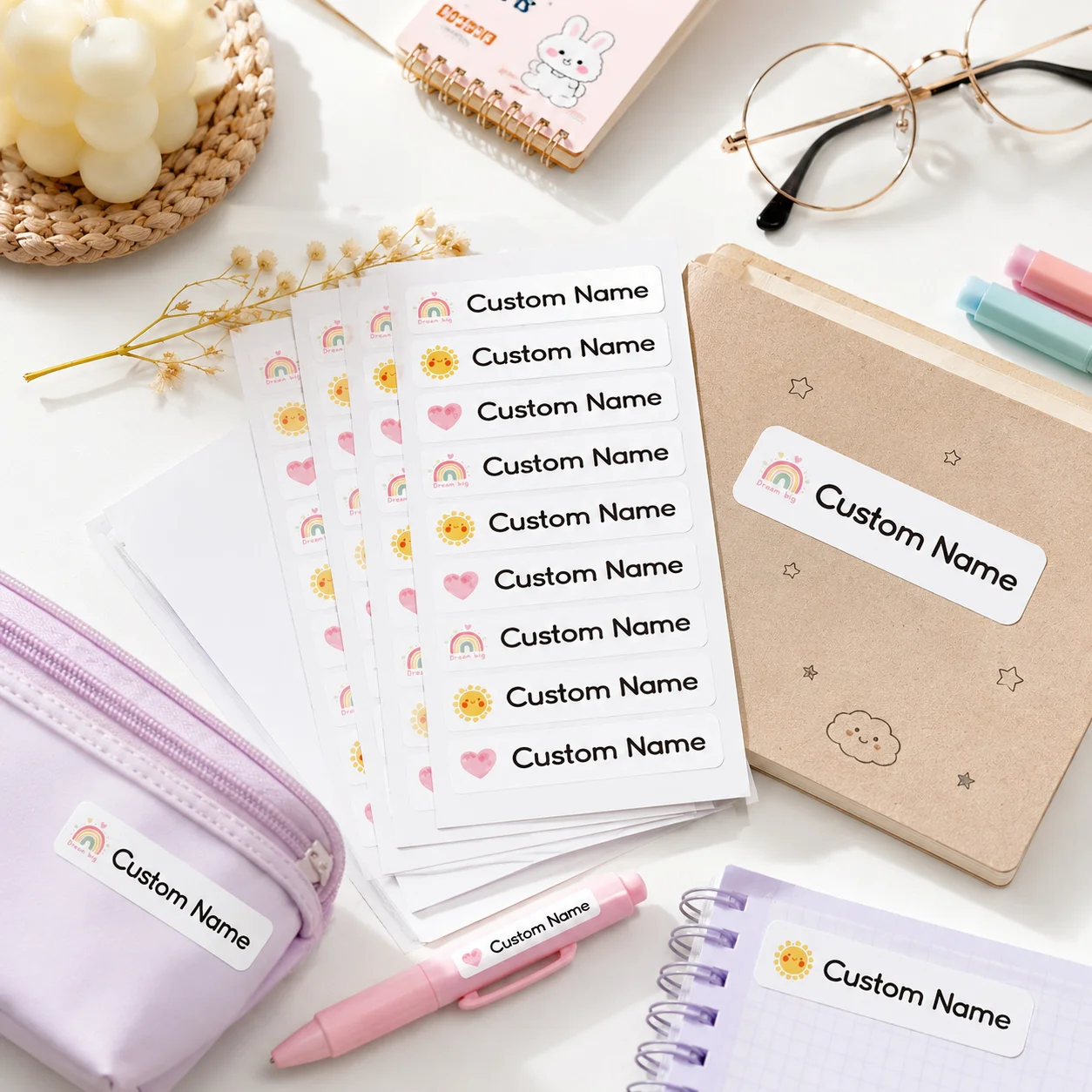 1 Sheet 54Pcs Personalized Name Stickers, Custom Waterproof Name Labels for Bottles, Pens, Lunch Boxes & Everyday Items view 5