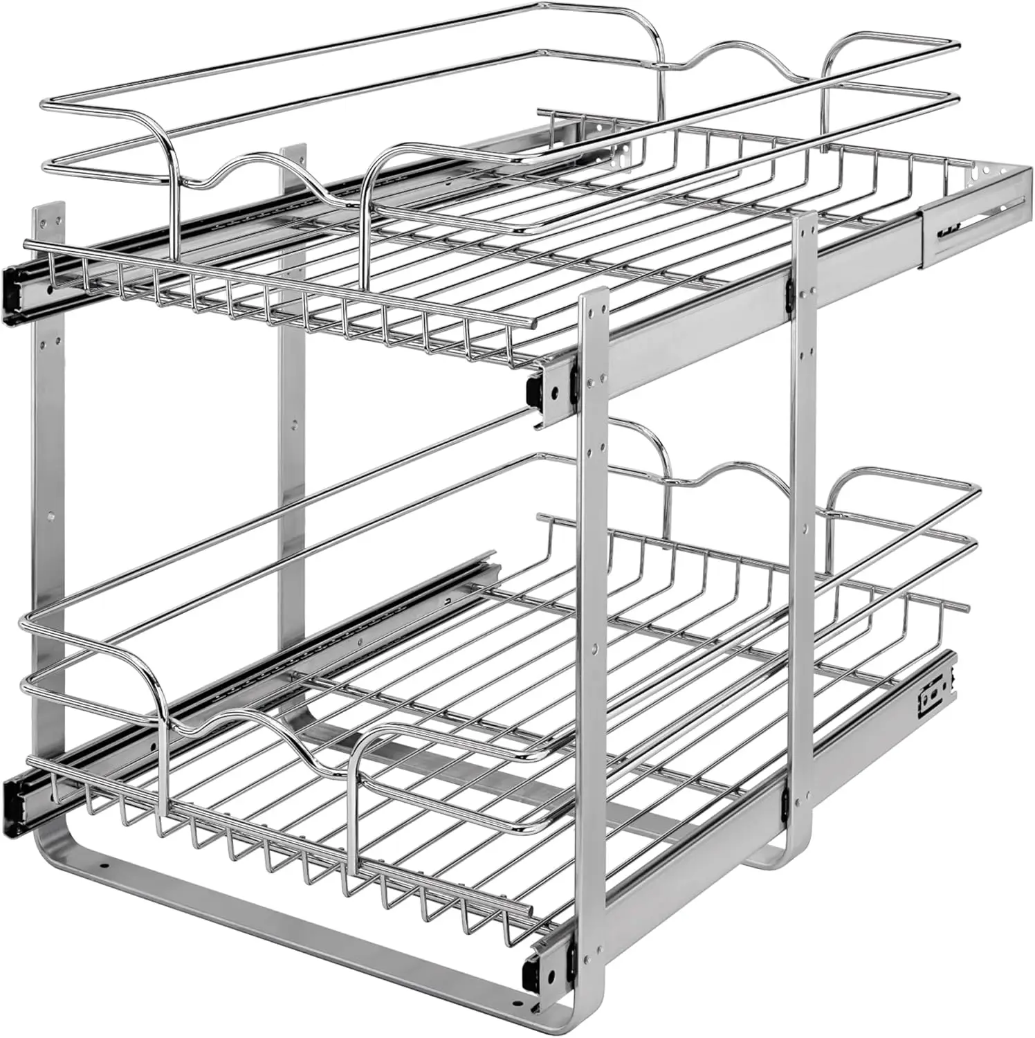 

2-Tier Kitchen Cabinet Pullout Shelf and Drawer Organizer Slide Out Pantry Storage Basket in Multiple Sizes, 15 x 22 In, 5WB2