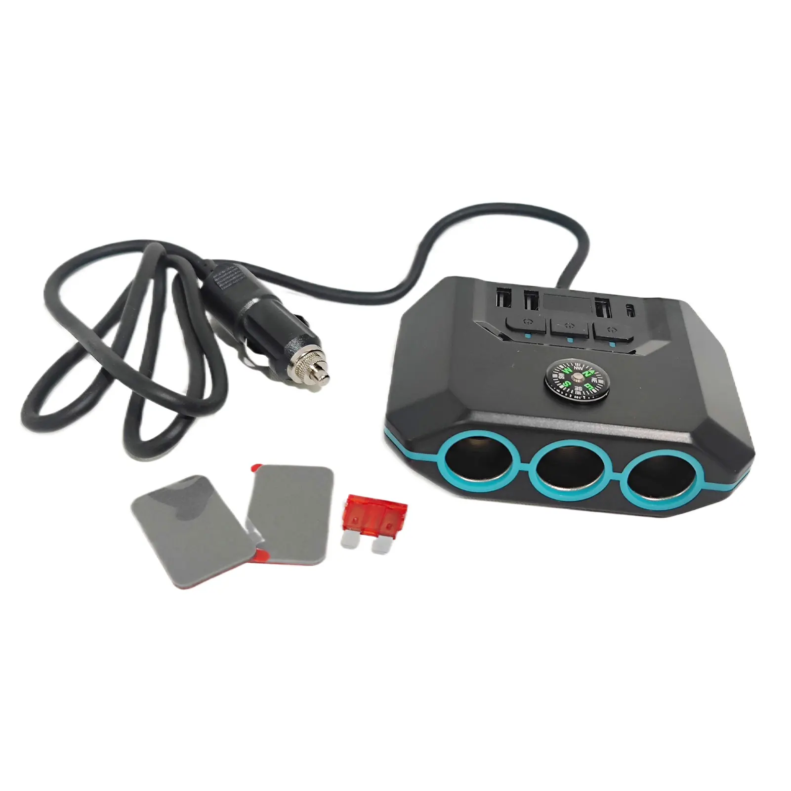 ABS Battery Voltage Display For Easy Monitoring Car Splitter Adapter With Internal Triple Insurance