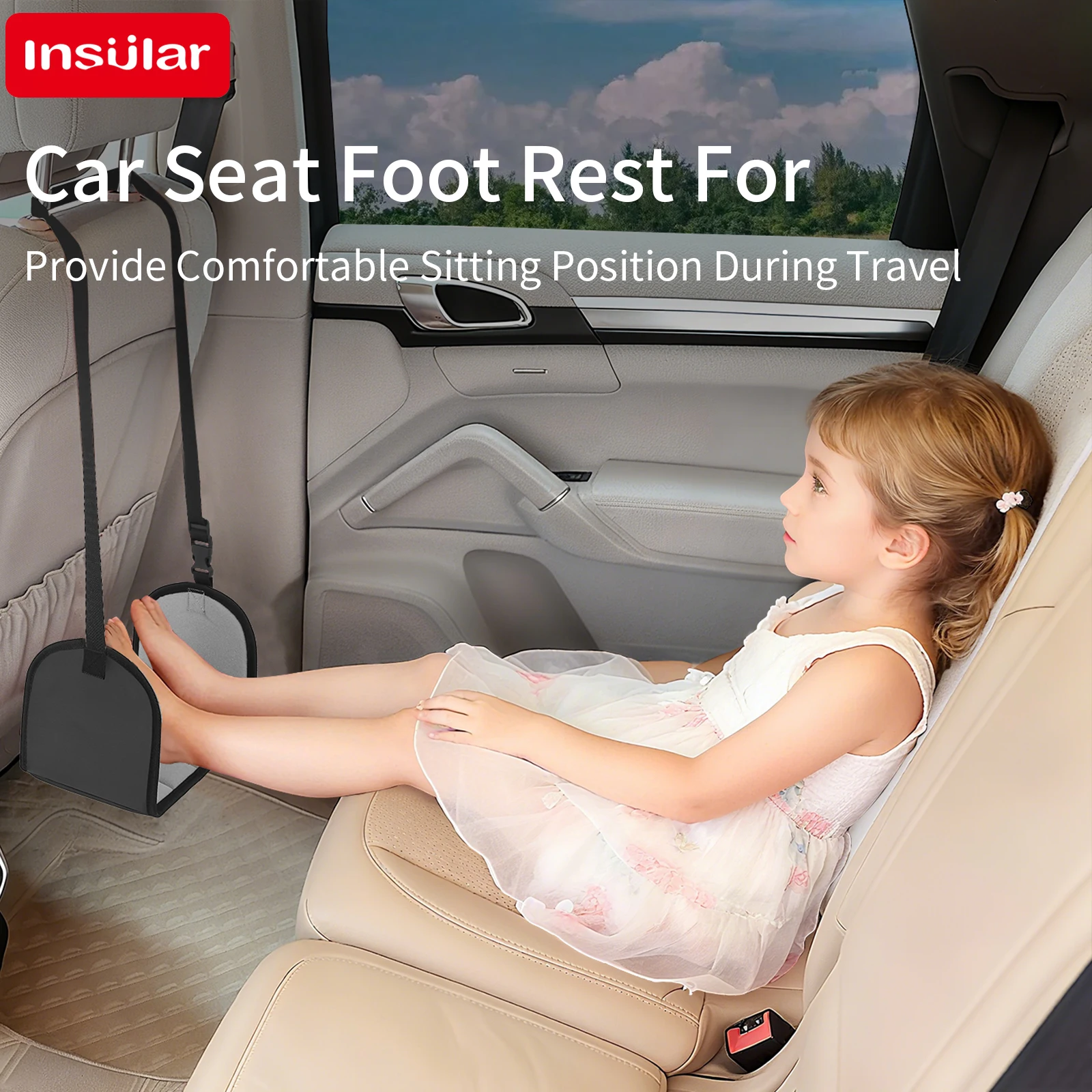 Kids Insular Footrest Cushion Travel Foot Hammock Convenient Hanging Foot Tool for Train Airplane Leisure