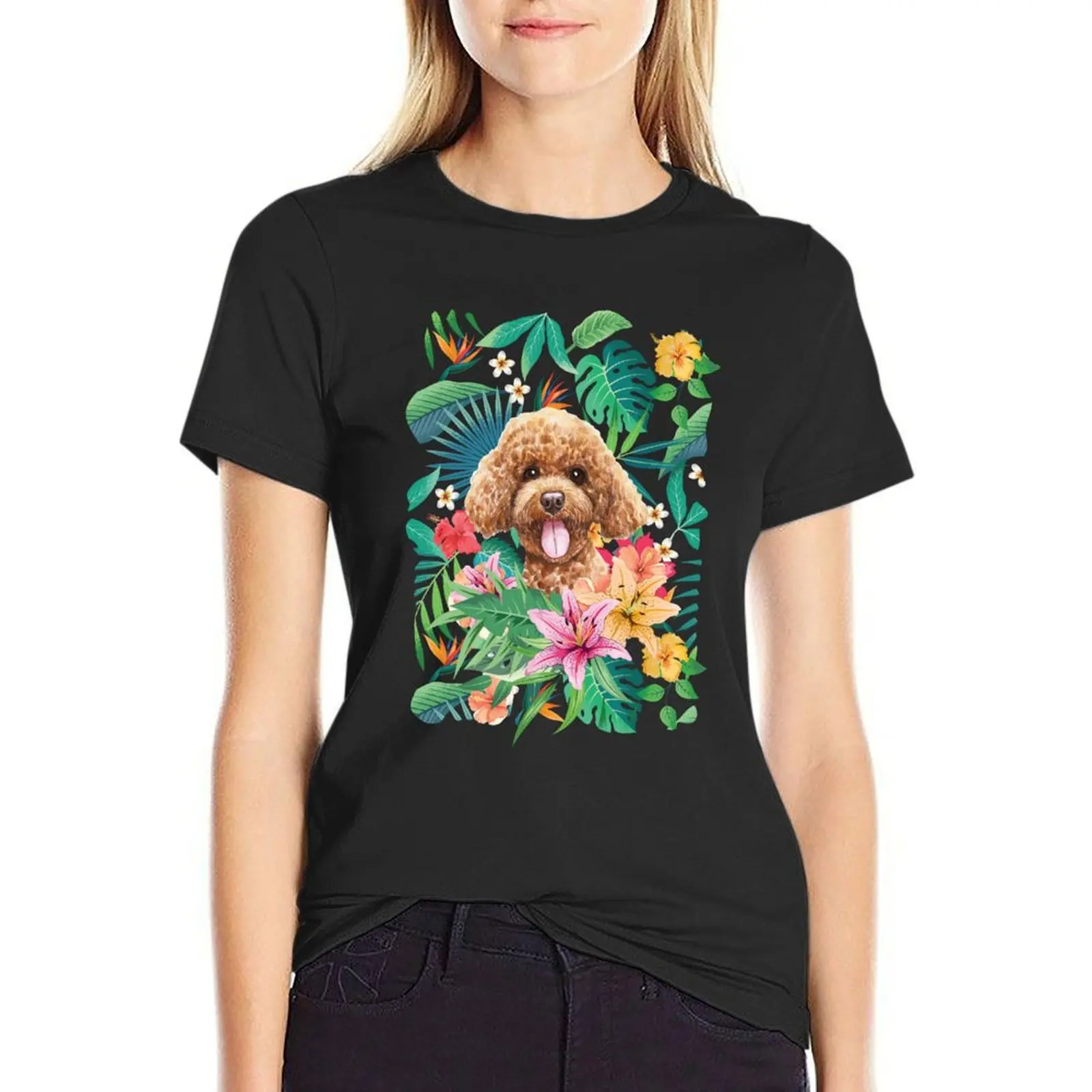 

Tropical Red Toy Poodle 1 T-Shirt cute tops vintage clothes customs design your own t-shirts for Women loose fit