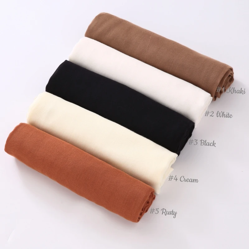 32Colors Modal Polyester Hijab Scarf Two Line Stitching Muslim Long Scarves Light Weight Soft Turban Shawl Solid Scarves