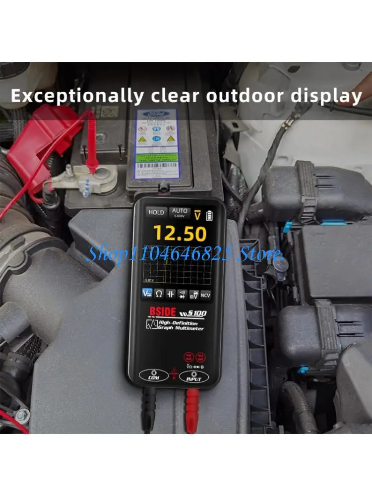 S100 Intelligent Graphical Auto-Ranging Digital Multimeter, Waveform Graphs Screen & Data Hold, Equipped with Backlights, Rubber