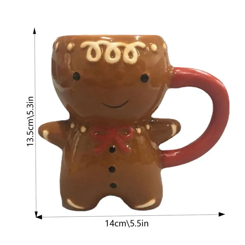 Gingerbread Man Mug Christmas Ceramic Tea Mugs 3D Gingerbread Man Ceramic Cup Milk Coffee Water Cup Mug Couples Xmas Gifts