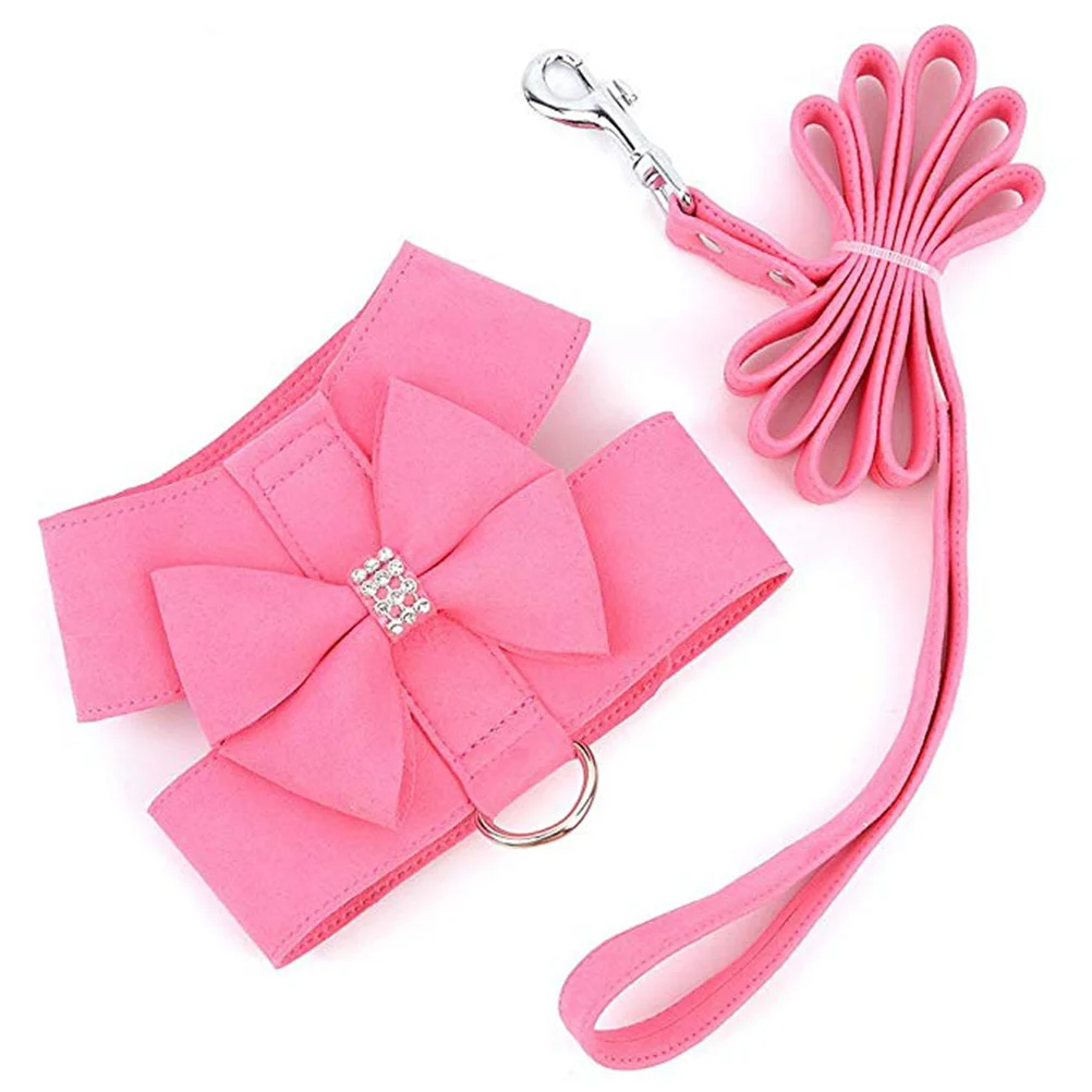 

1Set Pet Dog Leash Harness Chest Belt Pink Size M Breathable Adjustable Dog Traction Rope High Strength Buckle Easy Control