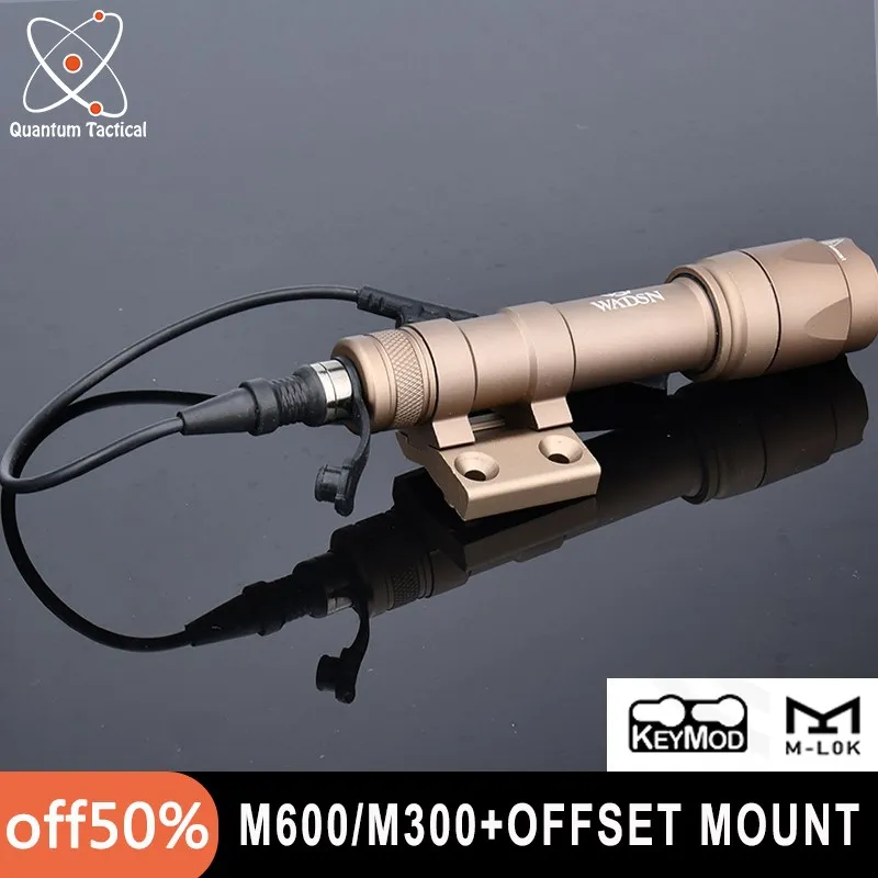 Wadsn M600C Scout Light Offset Mount M300A Tactical Flashlight Airsoft Hunting Weapon Light fit Daniel defens Mlok Keymod Base