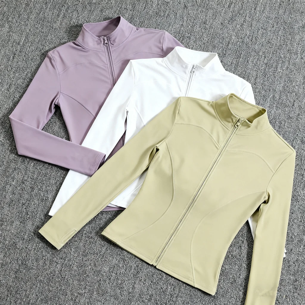 

Women's Stand Collar Yoga Jacket Slim-Fit Zipper Running Sports Wear Outerwear Tops for Fitness Gym