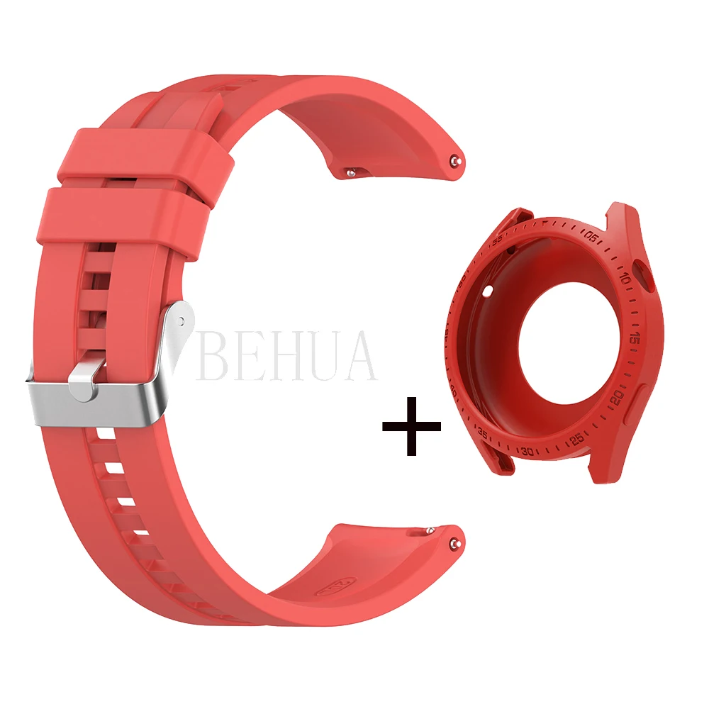 22MM WatchStrap For Huawei Watch GT 3 46mm Smart WristBand GT3 Soft Silicone Wriststrap WatchBand Bracelet with Protector Case