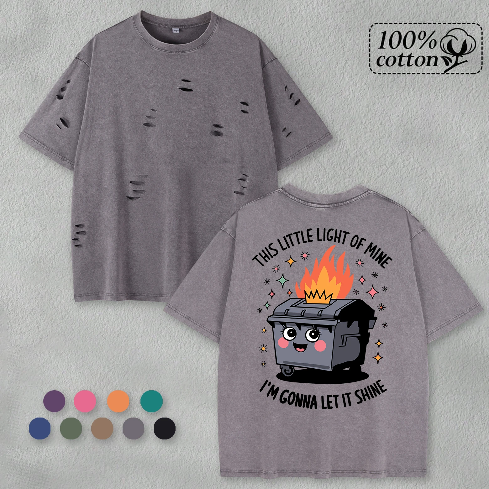 

This Little Light Of Mine Мужская свободная хлопковая футболка с дырками, мягкая винтажная одежда с круглым вырезом, креативная модная унисекс с коротким рукавом