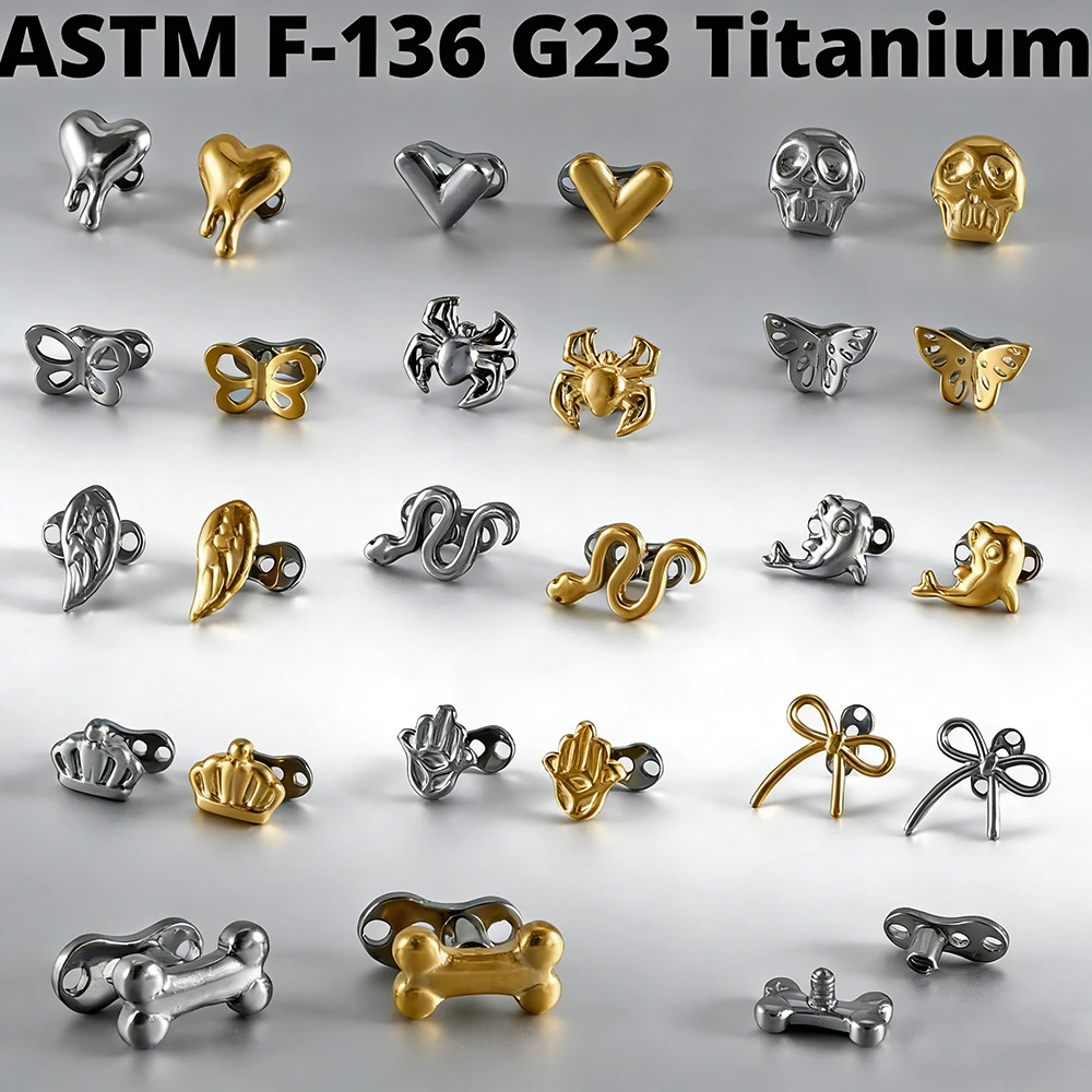 1PC F136 Titanium Dermal Anchor Butterfly Micro Dermal Anchor Spider Surface Piercings Skin Diver Piercing Jewelry