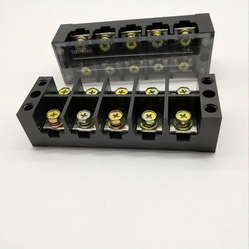 1 PCS TB-1005 Electric Current 100A 5P Connection Terminal Wire Connector with screws Covered Barrier