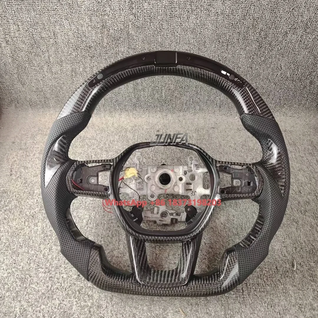 

For 11th Generation & Integra Perforated Steering Wheel Forged Carbon with LED Display and Leather Material