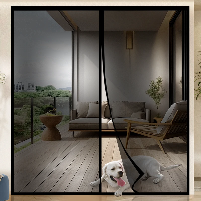 Summer Extra Large Glass Fiber Black Anti-Cat-Dog Scratch High-Definition Magnetic Automatic Closing Mosquito-Repellent Curtain