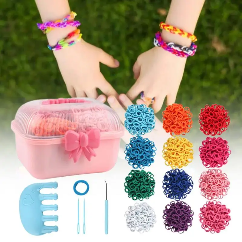 Creative Bracelet Handmade Kit Colorful Elastic Bands DIY Jewelry Making Toy Arts & Crafts Gift for Kids Birthday Party Favors