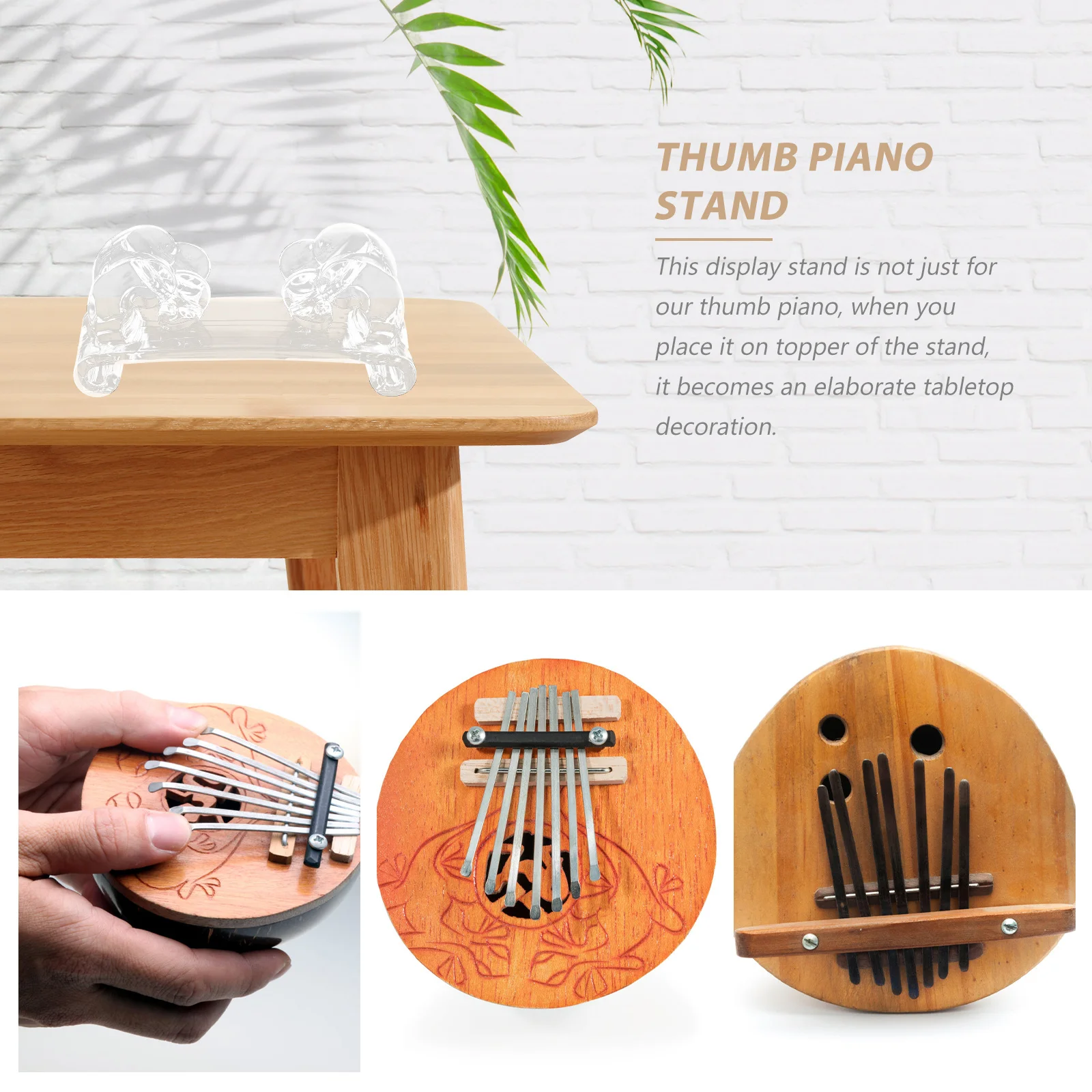 

2 Pcs Thumb Piano Eight-Music Stand Freestanding Kalimba Display Rack Bracelet Transparent Unit