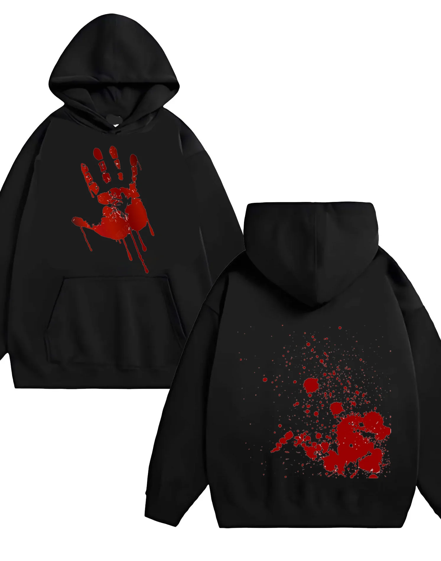 La nueva popular sudadera con capucha de terror de Halloween de 2025 y estampado de sangre, moda holgada e informal, resistente 330G