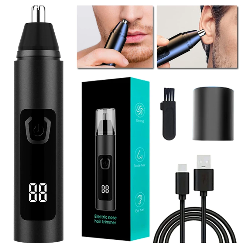 Nose Hair Trimmer Electric Rechargeable Nose Trimmer Men Shaver Razor Women Nose Hair Cutter Ear Trimmer With LCD Display