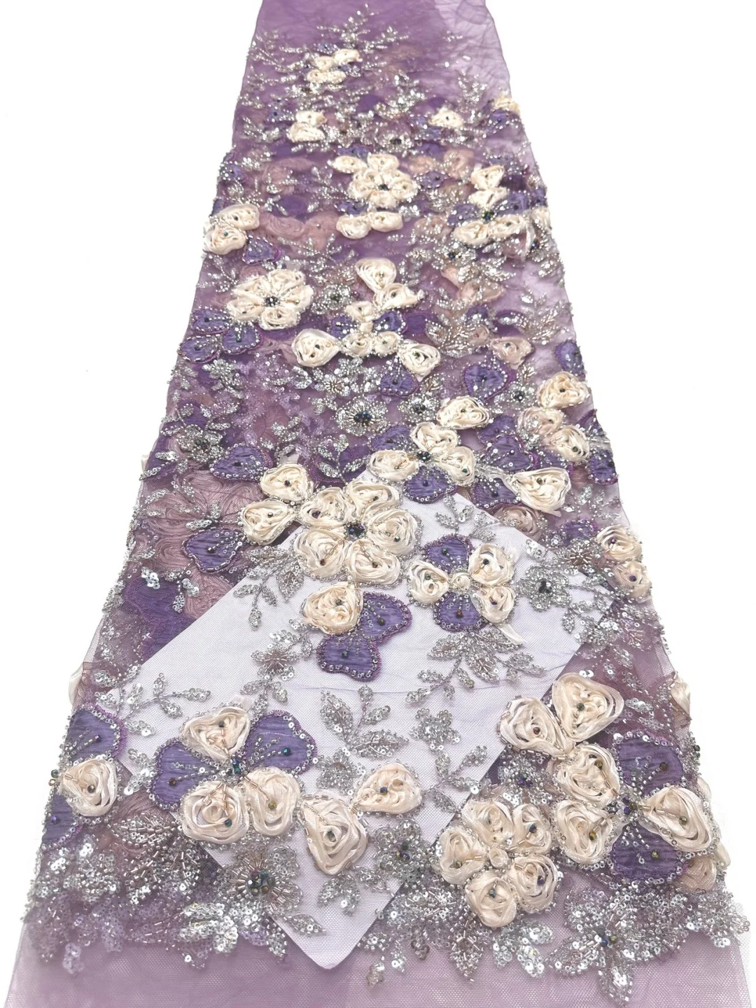African Sequins Beaded Lace Fabric 2026 High Quality Flowers Embroidery French Nigerian Lace Fabric For Wedding