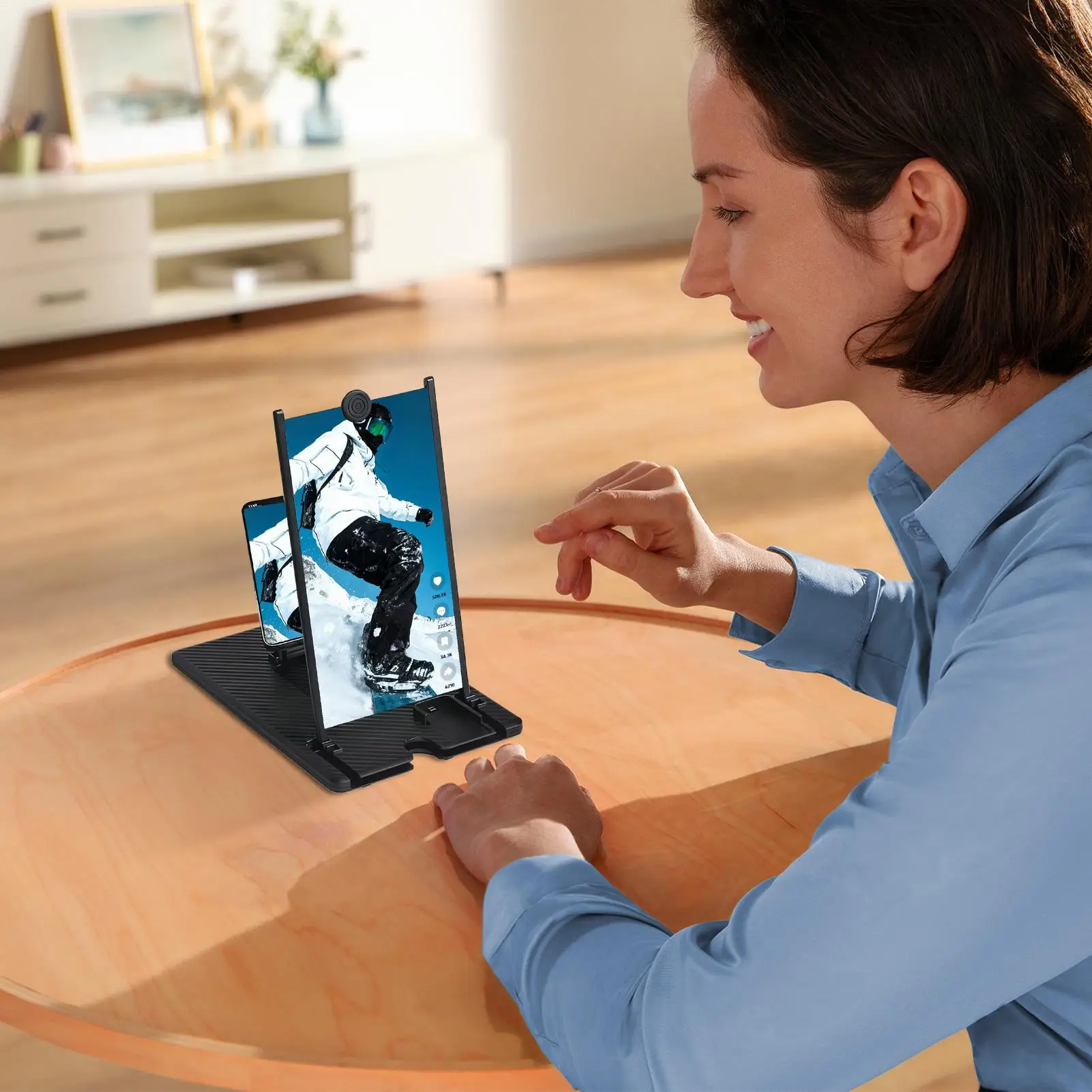 Lupa de pantalla de 12/14 pulgadas 3D HD, lupa para teléfono móvil, pantalla de proyector, soporte plegable con Control remoto inalámbrico