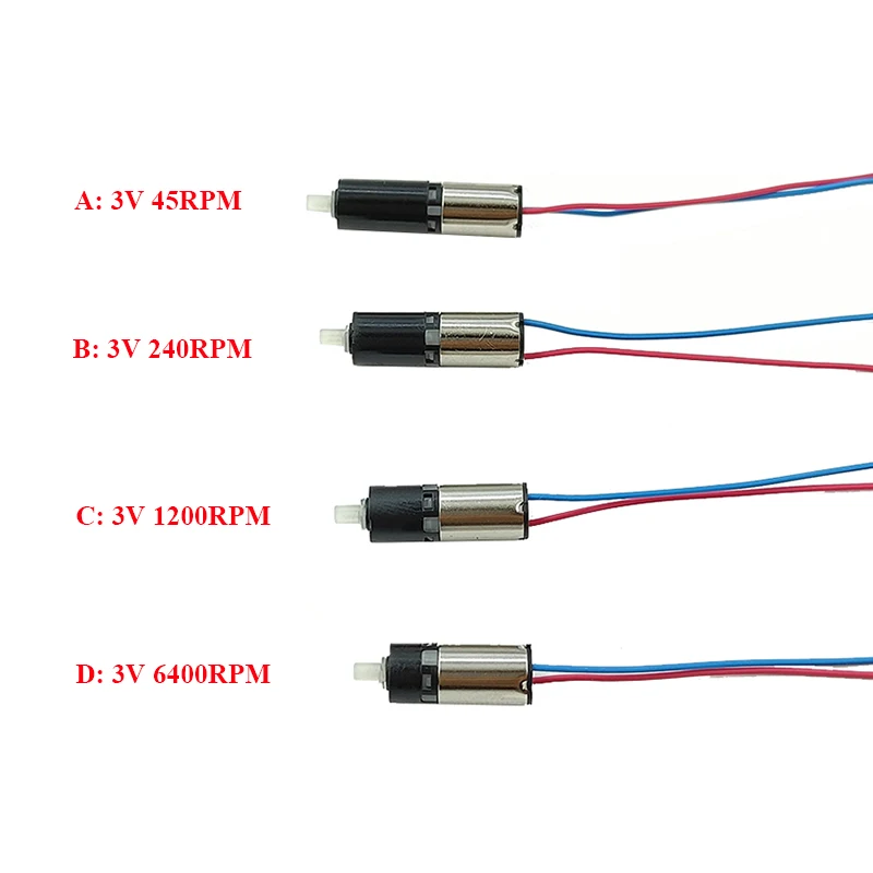 DC 3V 3.7V 45RPM-6400RPM Mini Tiny 6mm Planetary Gearbox Gear Reducer Motor Micro Coreless Geared Motor DIY Hobby Toy Robot Lock