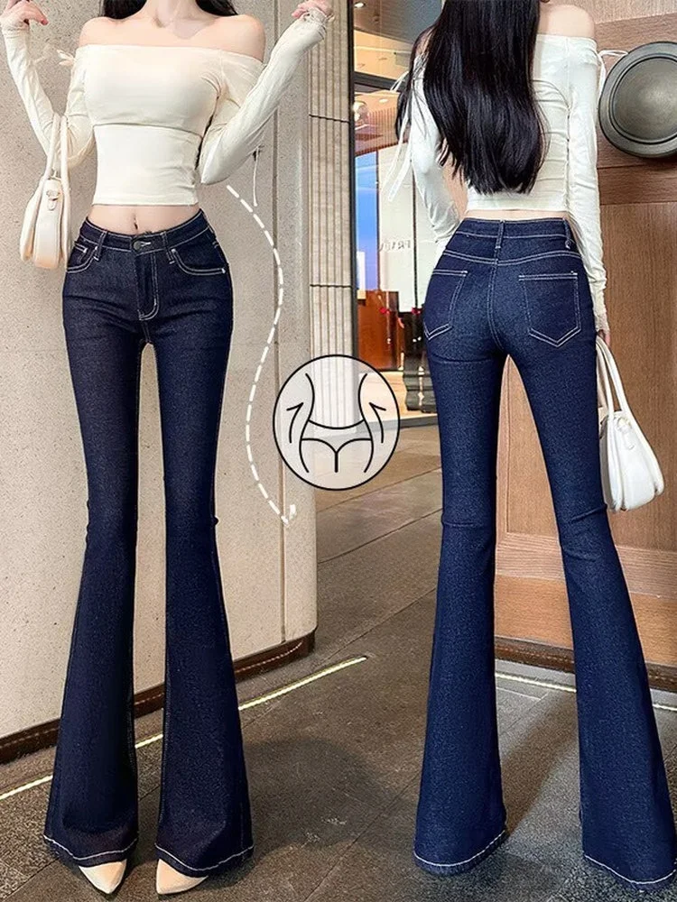 

Джинсы GUSE с низкой посадкой, облегающие, слегка расклешенные, с простой строчкой, подчеркивающие ягодицы, из хлопкового стрейч-денима, женские повседневные брюки