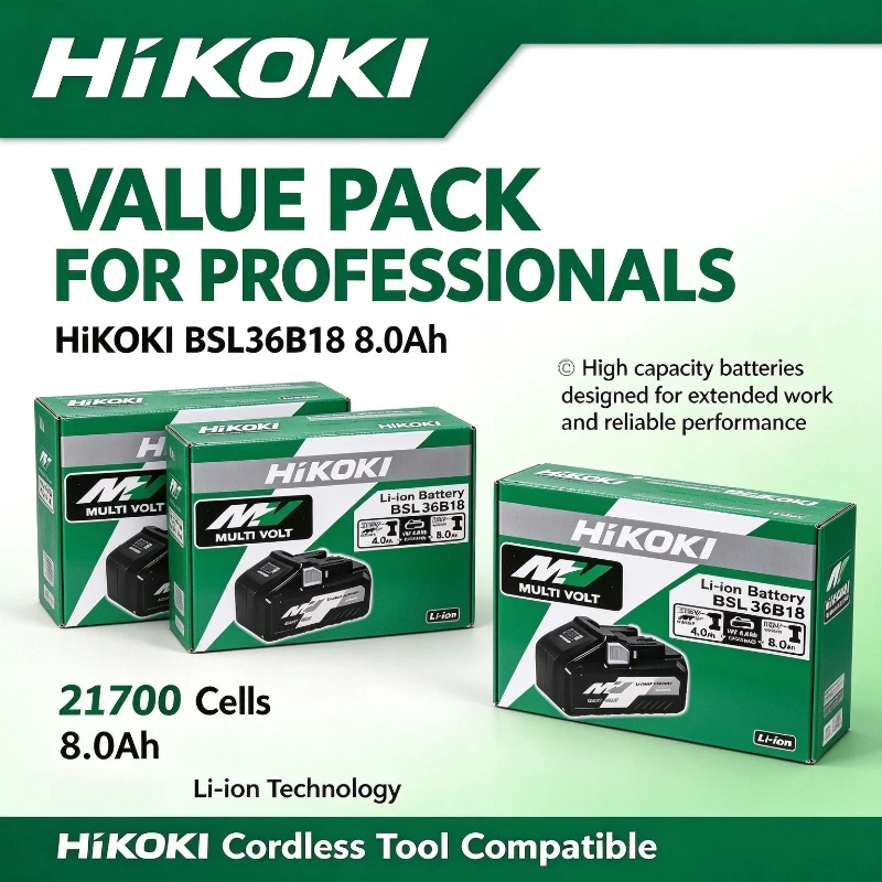 Original HiKOKI 18V 8.0Ah Lithium Battery BSL36B18, Intelligent BMS Safety System,For Construction Farm Repair Power Equipment