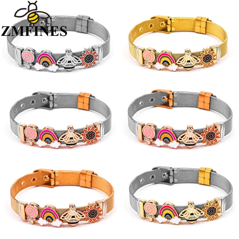 Fashionable Hot Selling Ladies 10mm Stainless Steel Mesh Bracelets DIY Charm Keeper Bracelets Bangle For Women Men Jewelry