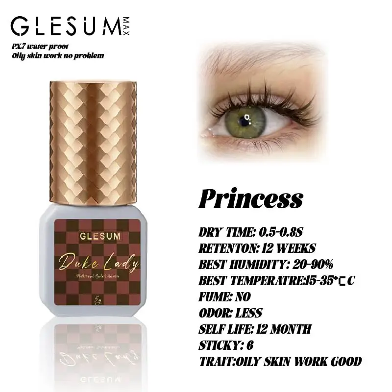 Glesum-まつげエクステージェル,速乾性,黒の接着剤,3〜6か月持続,5 ml, 10ml