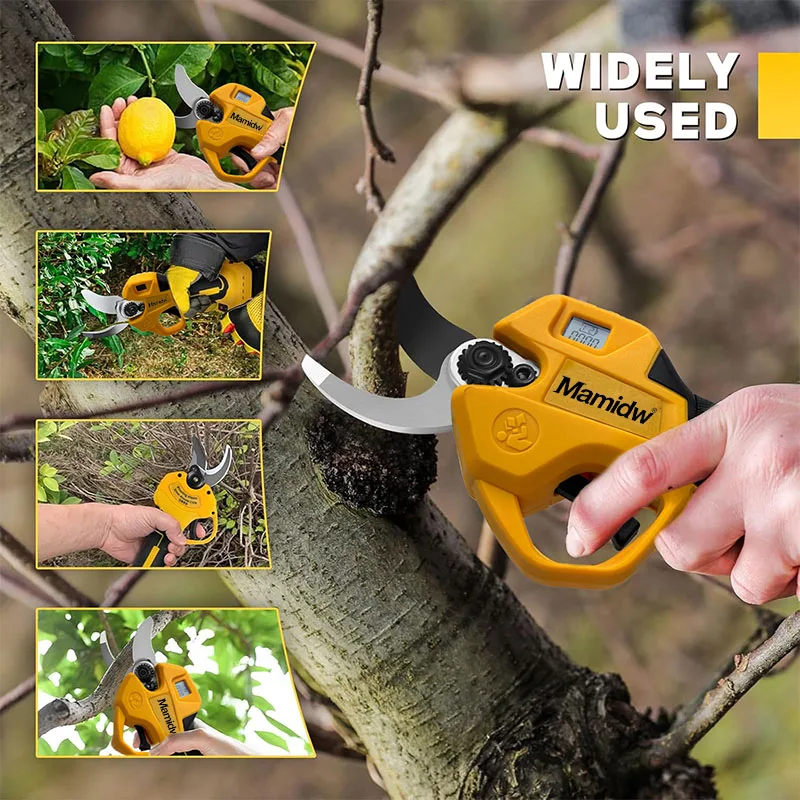 Cordless Electric Garden Pruning Shears with Display Screen, SK5 Steel Blades, Pure Copper Motor & Power Indicator, Compatible with Dewalt 20V Battery, Tool Only, Electric Pruner for Outdoor Fruit Tree High Branch Pruning, Garden & Orchard Work