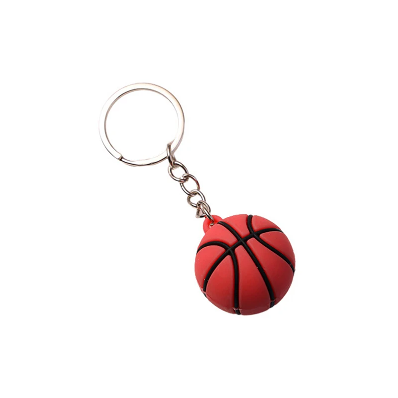 Simulation Football Basketball Volleyball Tennis Rugby Keychain PVC Creative Mini Key Ring Backpack Pendant Car Accessories Gift