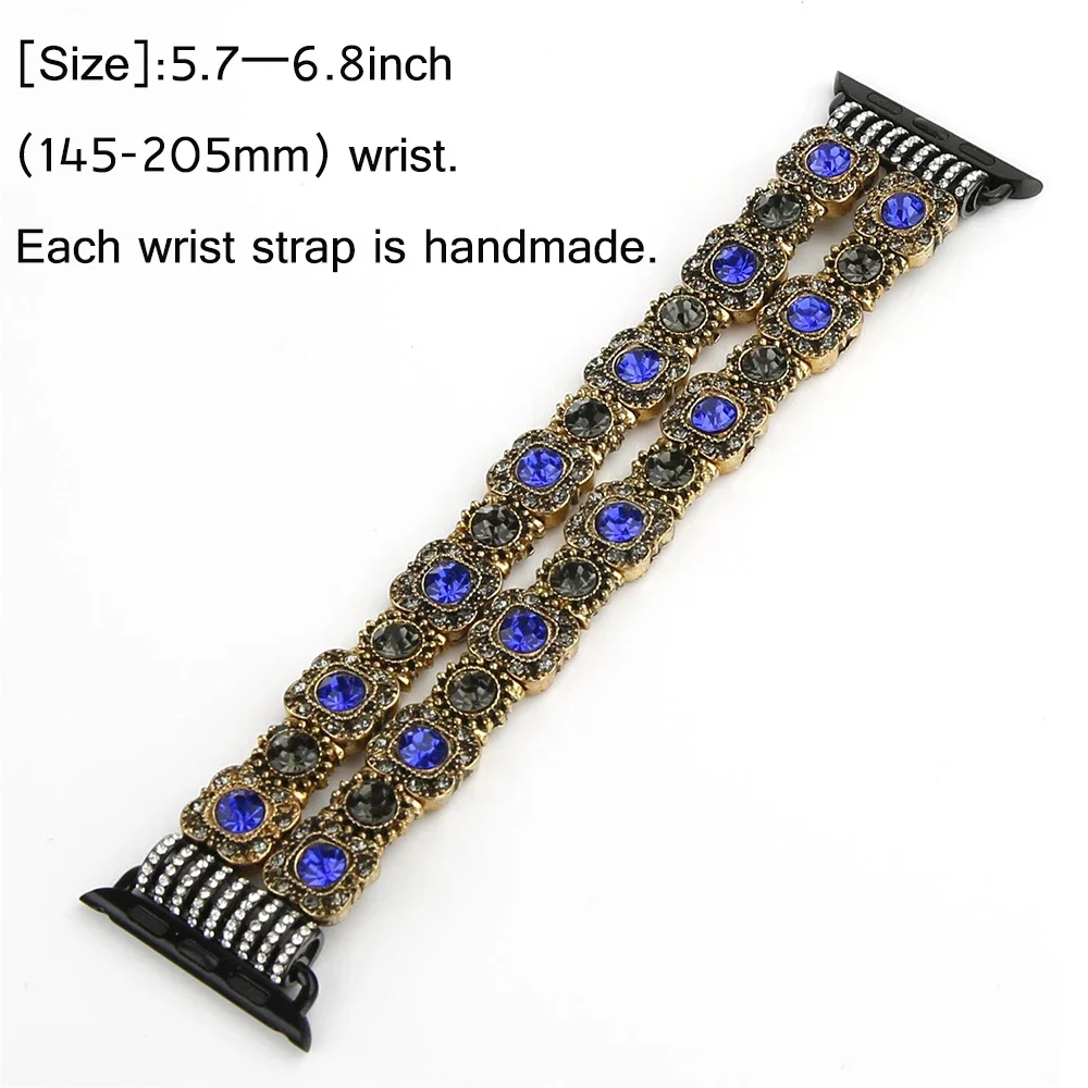 Luxury Metal Diamond Band For Apple Watch 46mm 45mm 41mm 44mm 40mm 42mm Elastic Beaded Belt For iWatch Ultra 10 9 8 7 6 5 4 3 SE