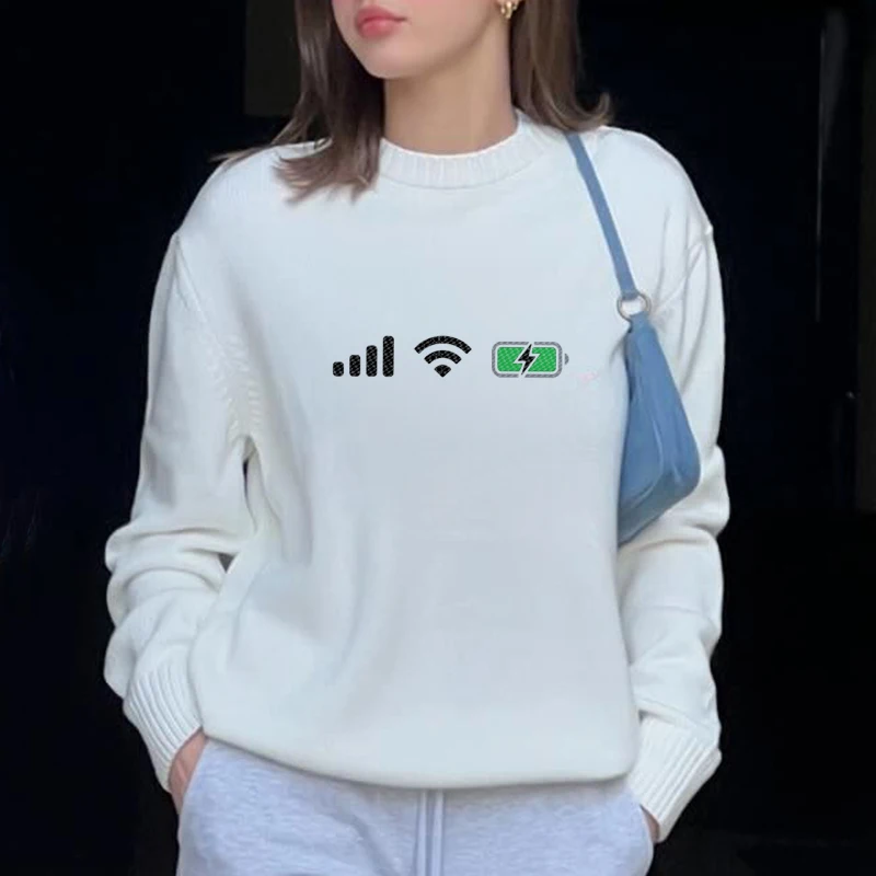 

Aesthetic Women Casual Sweaters Print Graphic Top Pullovers Vintage Fashion Streetwear All-match Classic Personality Clothes